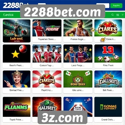 Variedade de jogos disponíveis no 2288bet